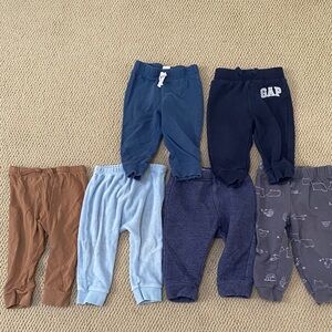GAP, H&M, Carter’s, Levi’s Assorted Joggers bundle of six pants, 9-12m